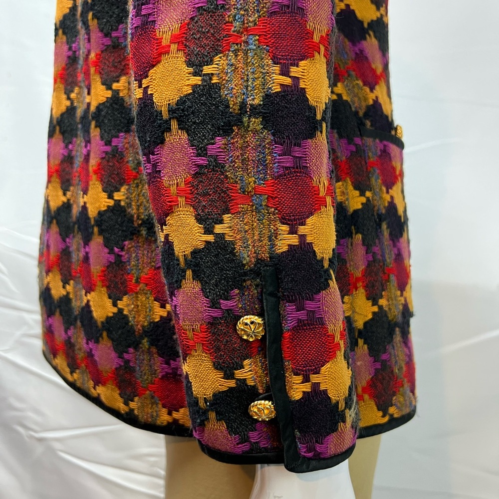 Vintage Carlisle Women’s 6 Wool Silk Geometric Woven Blazer Jacket Coat - Picture 4 of 12